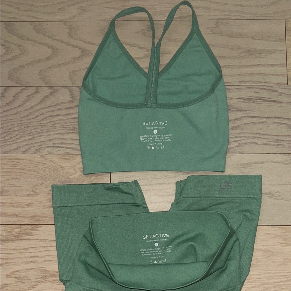 SET Active Green Athletic Shorts and Top